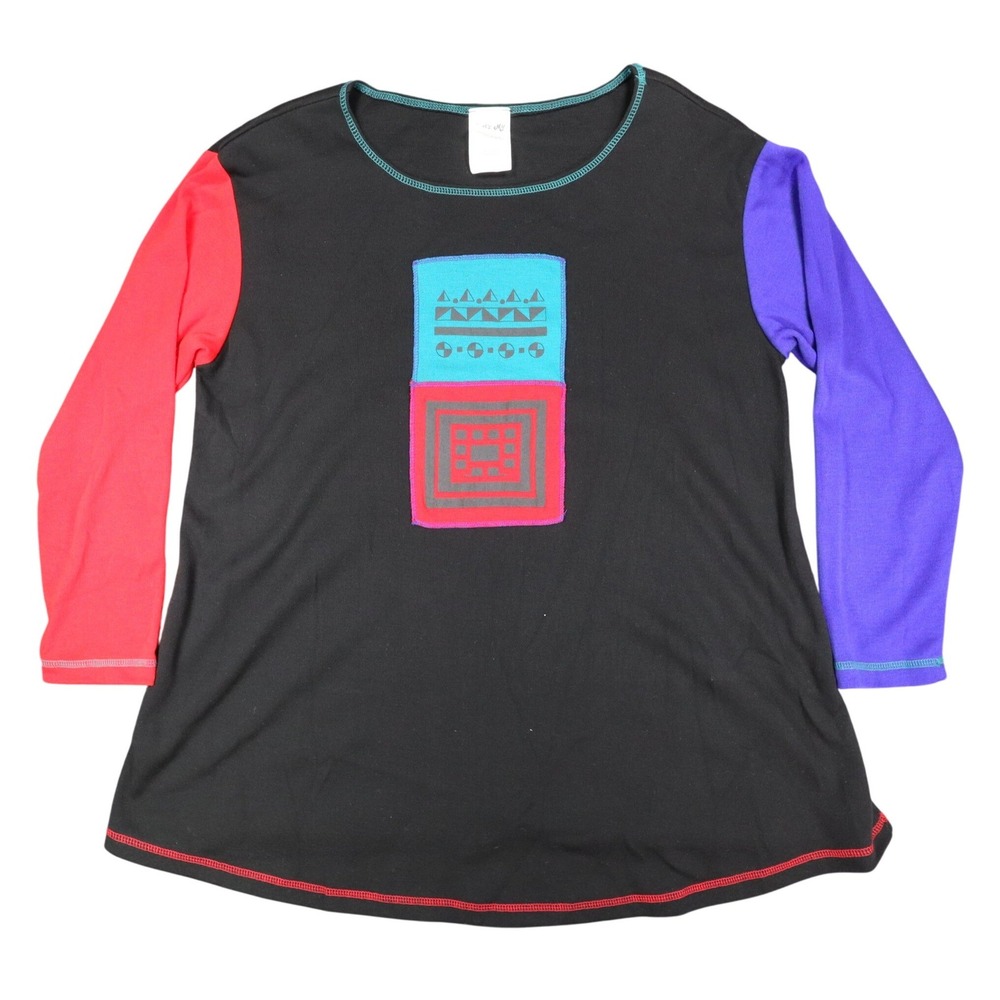 That's My Babee Top Womens Medium Vintage 90s Colorblock Black Red Purple NWT